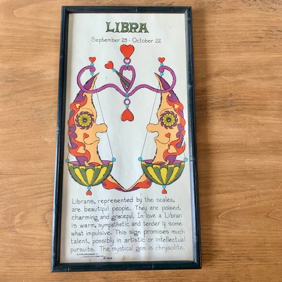 LIBRA Zodiac Horoscope Print Margot Johnson Modern Pop Art Vtg NY 1968 - Picture 2 of 10